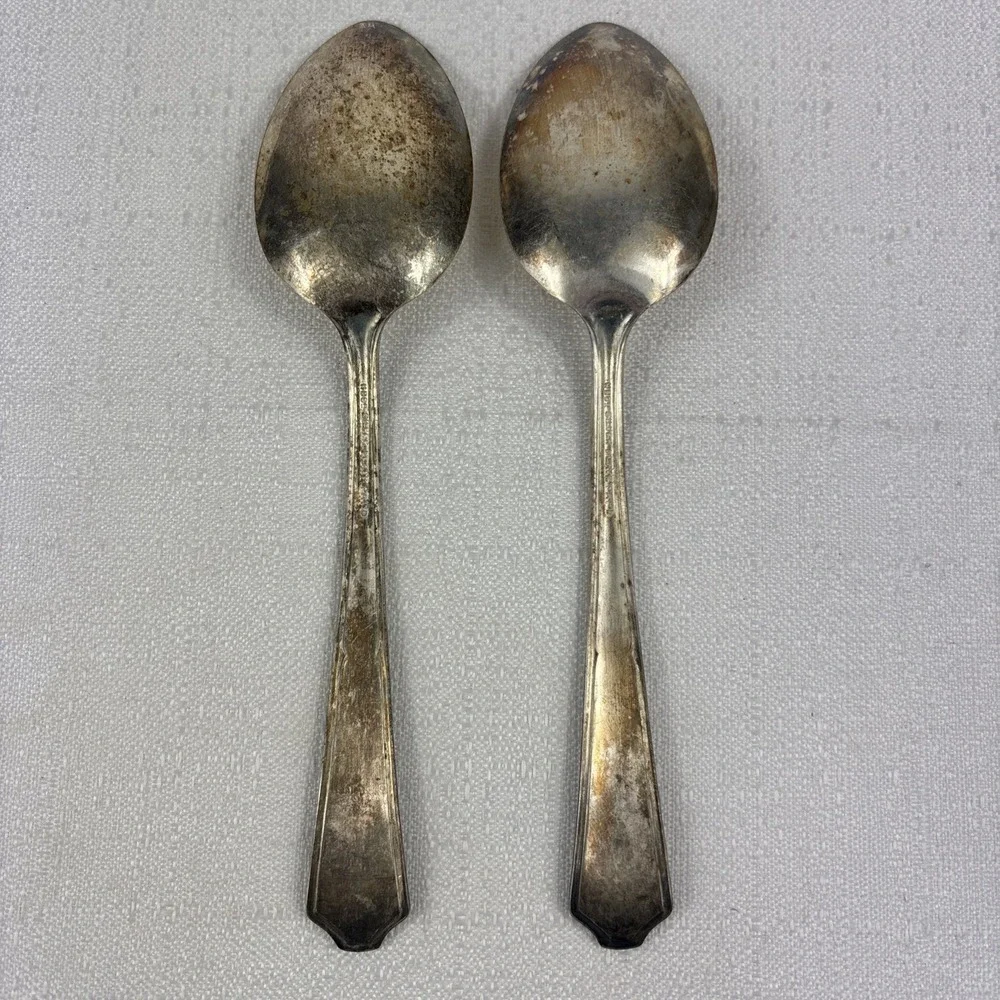 HB‎ Co. HBC6 Silver plate Dinner Soup Spoons Set Of 2